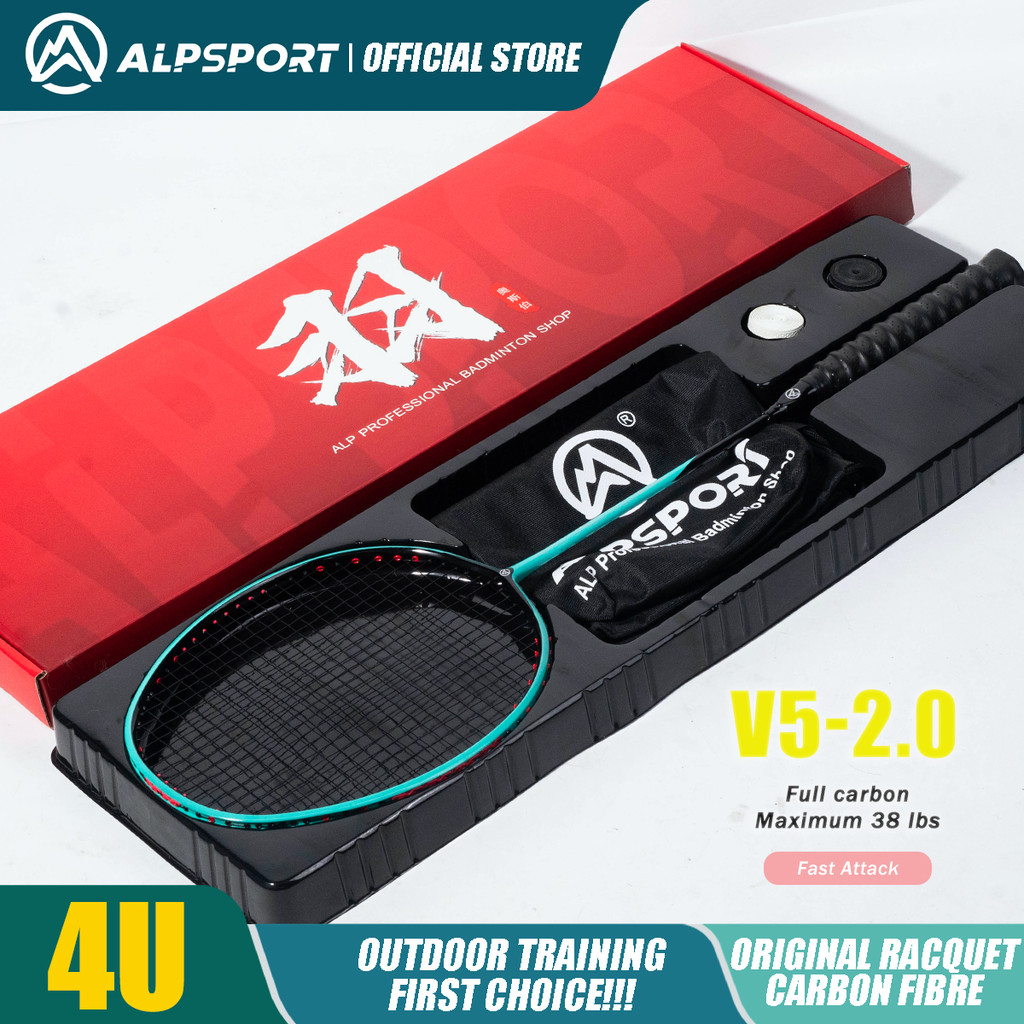 ALP V5 2.0 Ultralight 4U Offensive Badminton racket Original Carbon fiber ALPSPORT Rekets