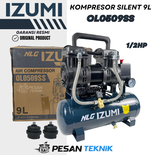 Mesin Kompresor Angin Compressor Oilless 1/2HP 9Liter NLG IZUMI OL0509SS
