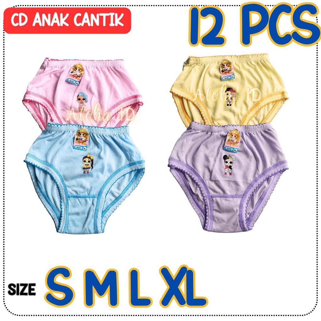 12 PCS CD ANAK CEWEK CELANA DALAM ANAK PERMPUAN CD ANAK POLOS CANTIK