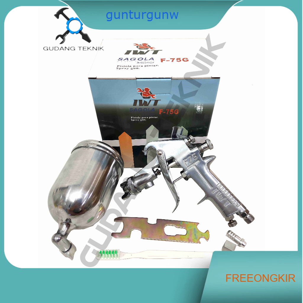 (IWT SAGOLA) Spray Gun Cat Tabung Atas Bawah F75G F75S IWT SAGOLA / Alat Semprotan Semprotan Cat Spr