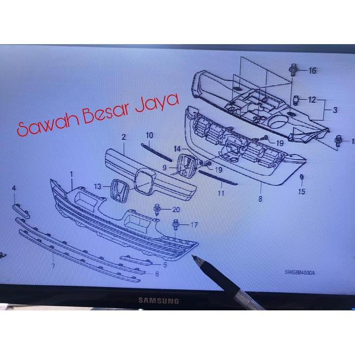 Base Lower Grille - Gril Grill Depan Bawah Honda CRV CR-V Gen.3 Sebelum Facelift 2007 2008 2009 Orig