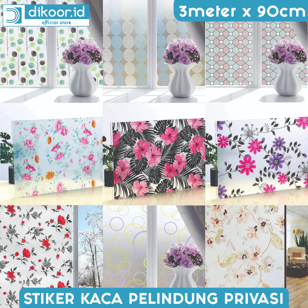 (COD) Sandblast Stiker Kaca Film Buram Untuk Jendela Sandblast Self Adhesive Per Rol 3m x 90cm  (Buk