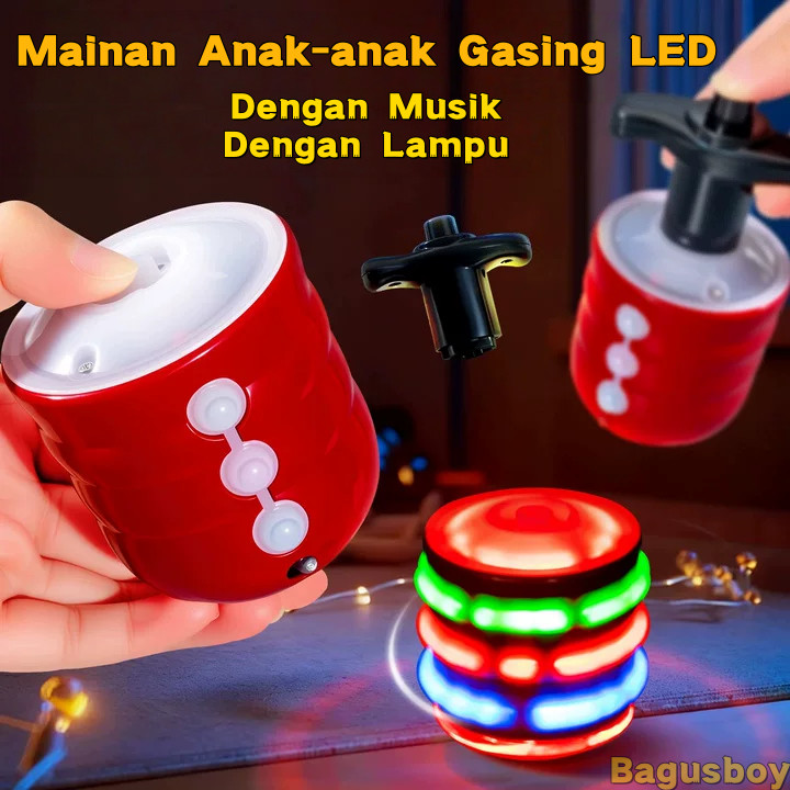 [Musik+Led]Mainan Gangsing Musik/Led Gasing Anak/Bola Putar/Mainan Gasing Led Gyroscope Musik Nyala 
