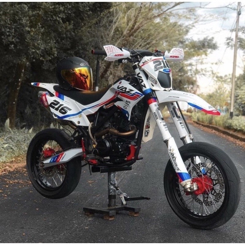 0100 Decal sticker KLX Dtracker Putih merah biru full body terbaru free request nama dan angka terba