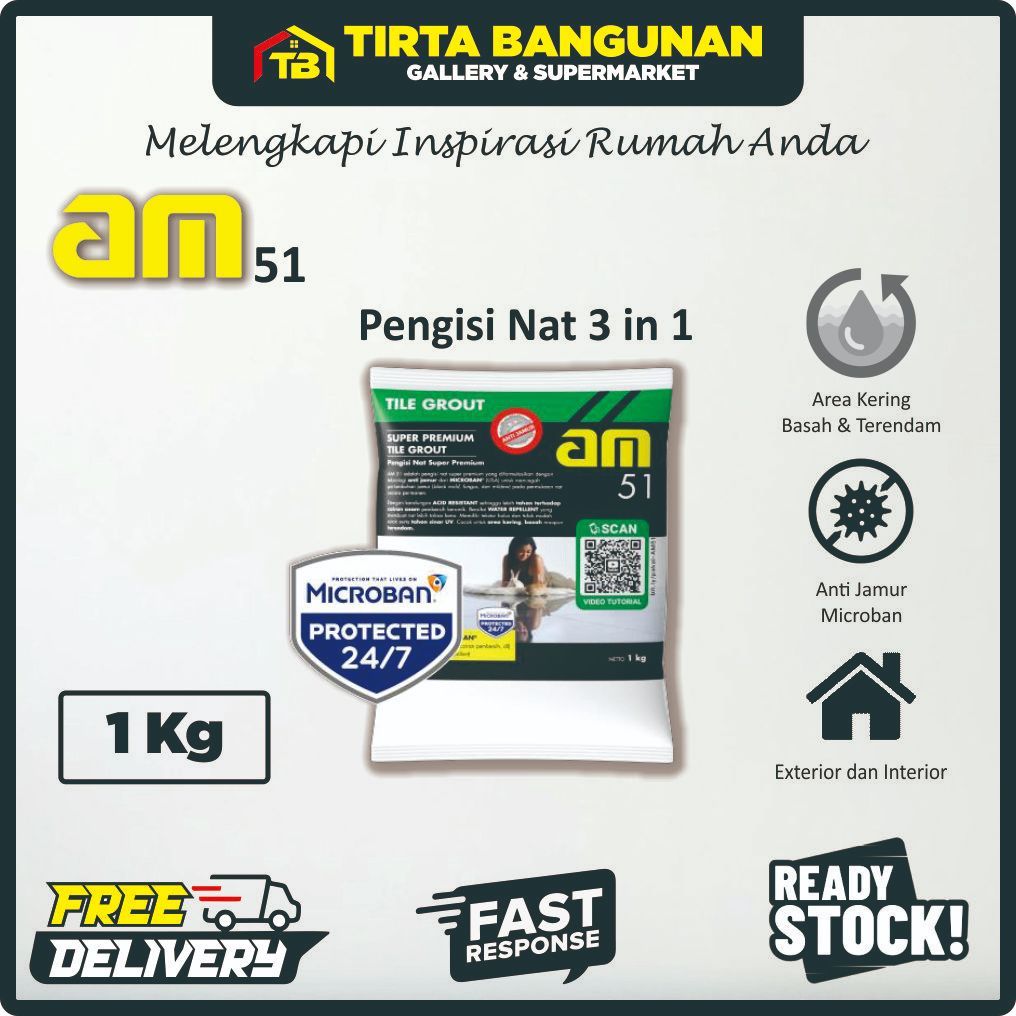 [PASTI READY] AM 51 SUPER PREMIUM TILE GROUT PENGISI NAT KERAMIK GRANIT SEMEN NAT 1 KG
