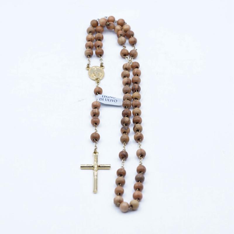Kalung Salib Rosario Made in Italy Kayu Pohon Zaitun Olive Tree Rosary Rosarium Legno Di Ulivo Bunda