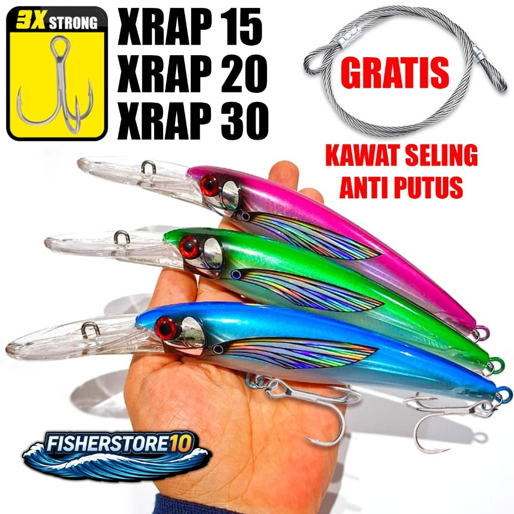 FISHER STORE Umpan Pancing Trolling Bahan ABS Minnow Casting Tenggiri GT Marlin Kawat Seling Anti Pu