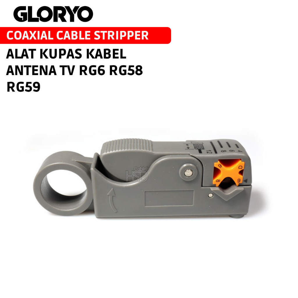 Gloryo Coaxial Cable Stripper Cutter Alat Kupas Kabel Antena TV RG6 RG58 RG59