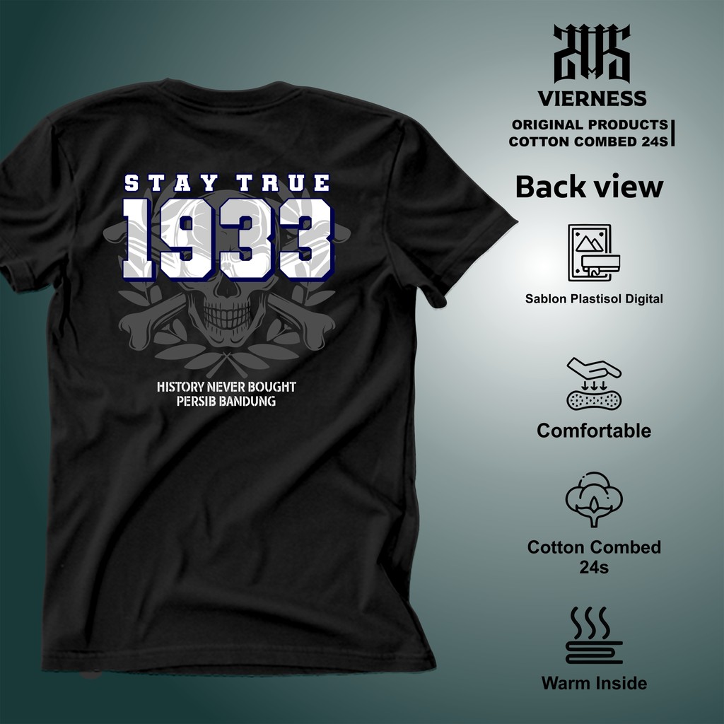 Baju Koas Persib Stay True Bandung Kaos Football Culture 100% Cotton Combed 24s Premium