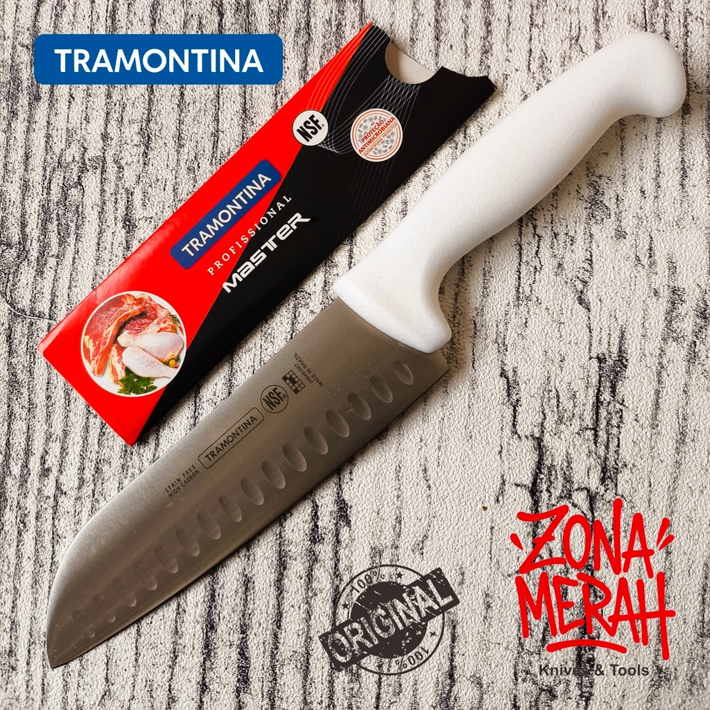 Pisau Santoku knife tramontina prof master 7" fluted original brazil 24646/087