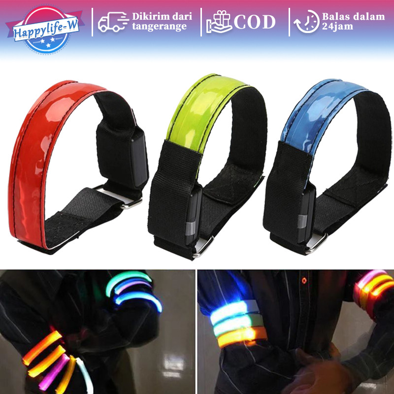 2pcs Armband Led Sport Armband Lampu Running Gelang Lengan Led Safety Belt Light Arm Band Olahraga L