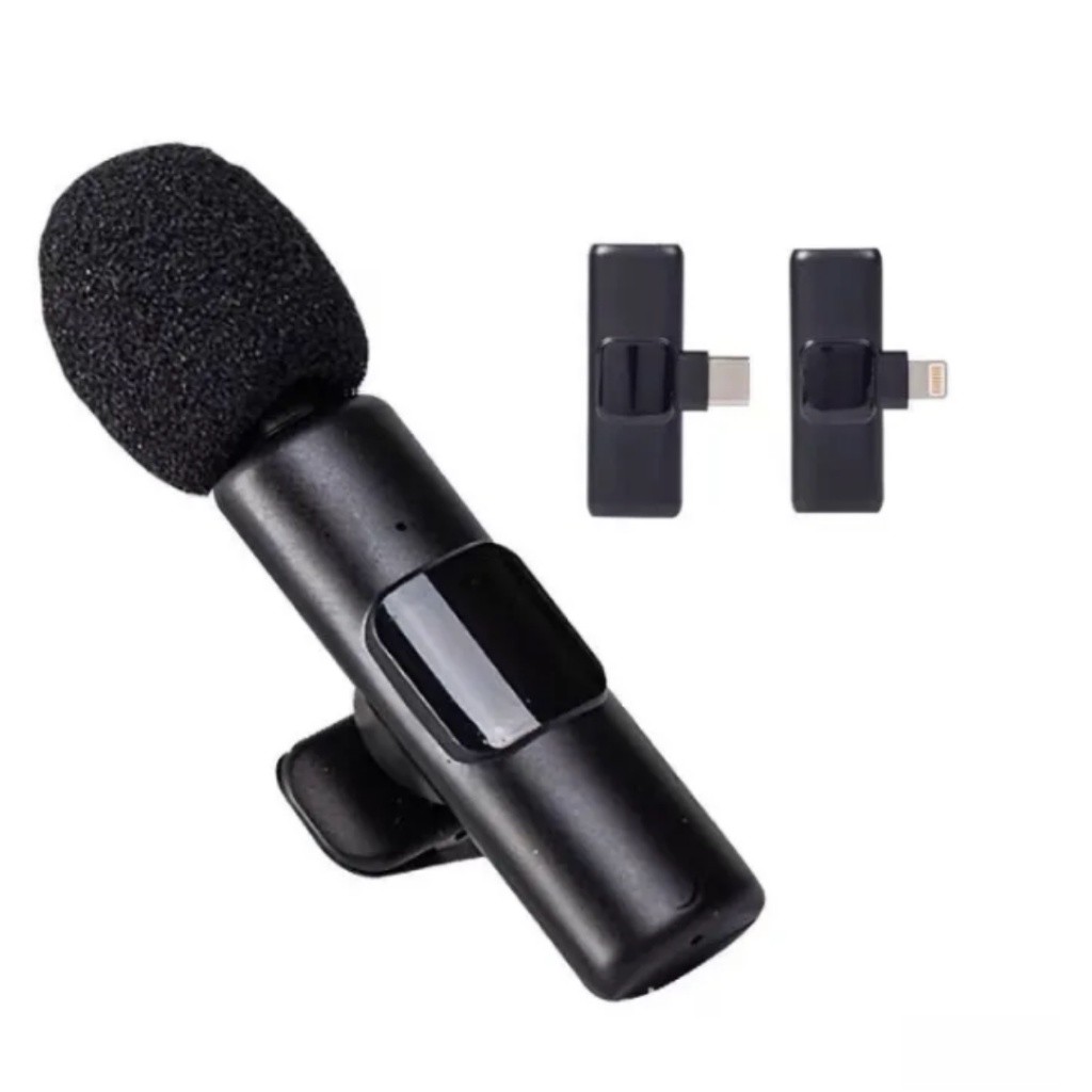 READY Microphone Wireless Mic Clip On For Android Type C & Apple Lightning Live Show - Interview - V