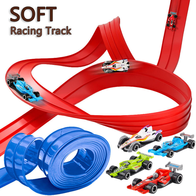 Flexible Race Track Children Toys Y Double-track Racing Car Ramp Track Compatible 1/64th Cars Portab