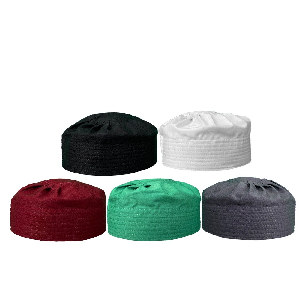 GROSIR (10 Pcs) Peci Kopiah IJAZI Katun Polos Hijau Hitam Putih Abu Maroon Kopiah Sholat Santri Pria