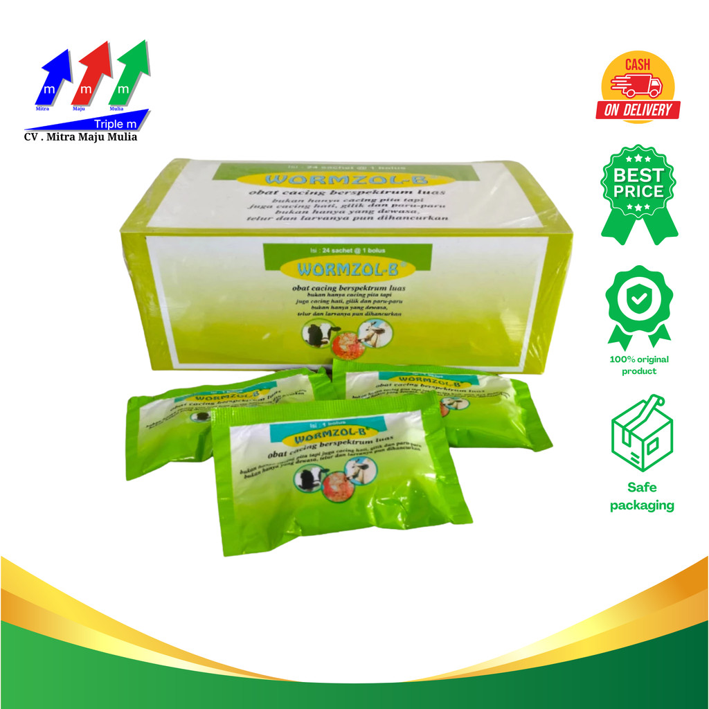 WORMZOL B 24 BOLUS (1box) 3M2 - Obat Cacing Cacingan Sapi Kerbau Kuda Kurus