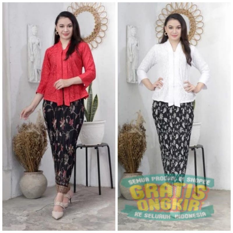 Set Kebaya Brokat Modern Atasan Kebaya Jumbo 4XL XXXXL Ld 130 Baju Kebaya Floy Brukat Kartini/ pakai