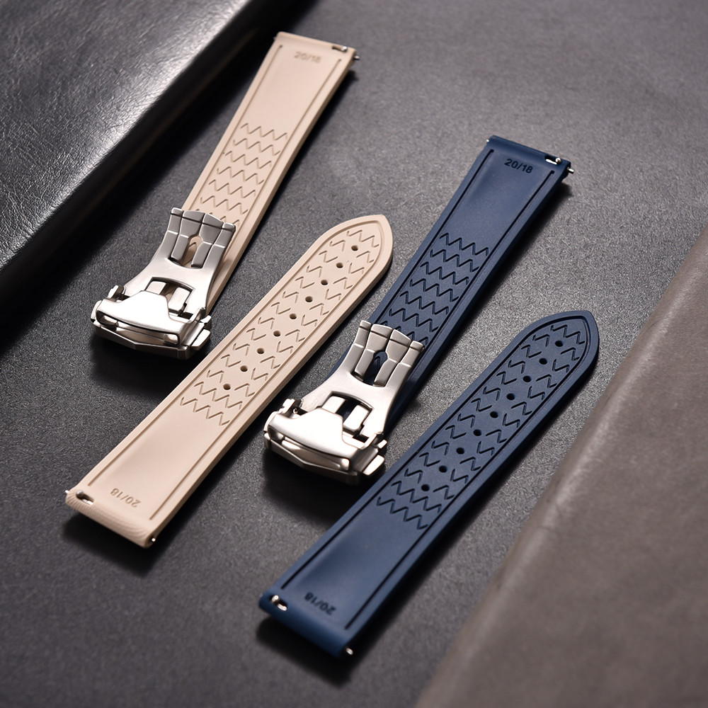Fit For Cartier Tank Santos Omega Swatch Universal 20mm 21mm 22mm FKM Rubber Quick Release Watch Str