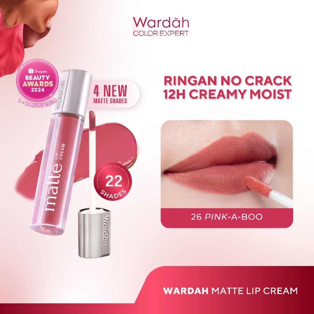WARDAH Matte Lip Cream - Lipstick Cair Tahan Lama, Transferproof
