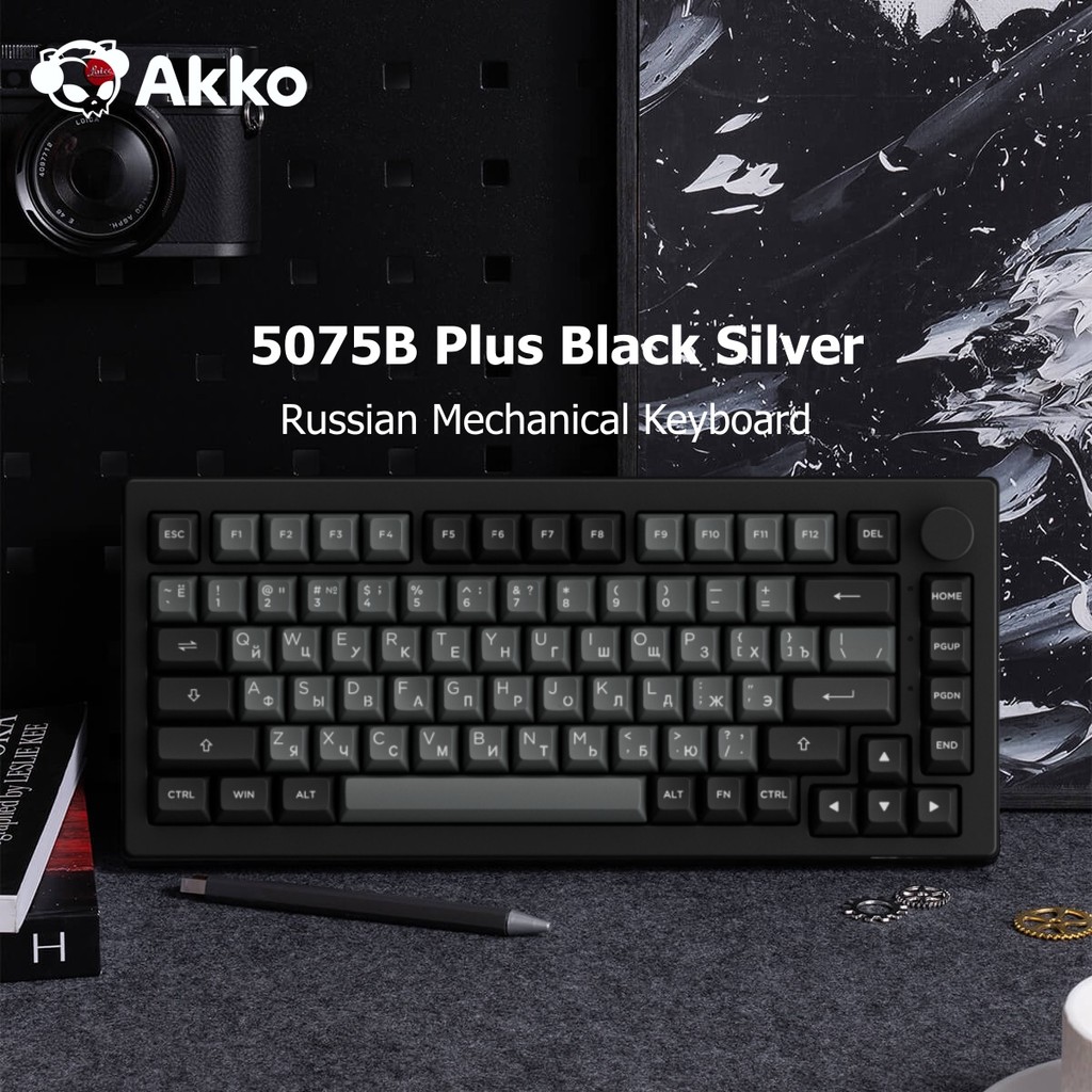 Akko 5075B Plus Meanical Keyboard 75% ANSI ASA Profile Russian Keycaps RGB 2.4G&Blutooth Wireless/Wi