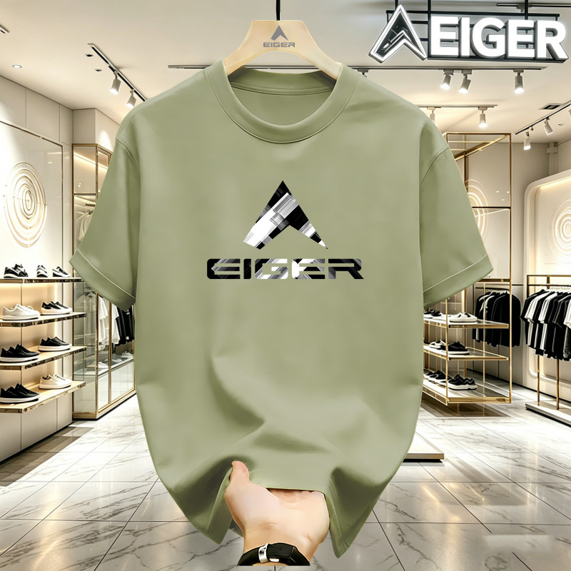 Kaos Eiger Oversize 24S Katun | Nyaman Adem | Baju Polos Streetwear Pria Wanita
