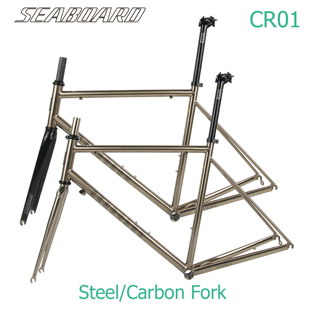 SEABOARD-Ultralight Road Bicycle Frame, Carbon and Steel Fork, Heat Treated, rome Molybdenum Steel, 