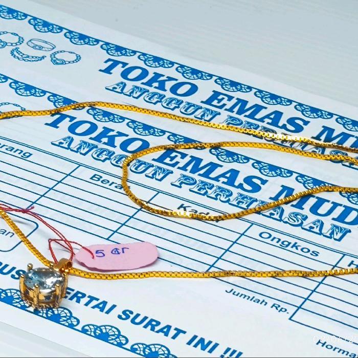 Kalung Itali Liontin Mata Satu Emas Asli 5gram Kadar 875 Ada Surat