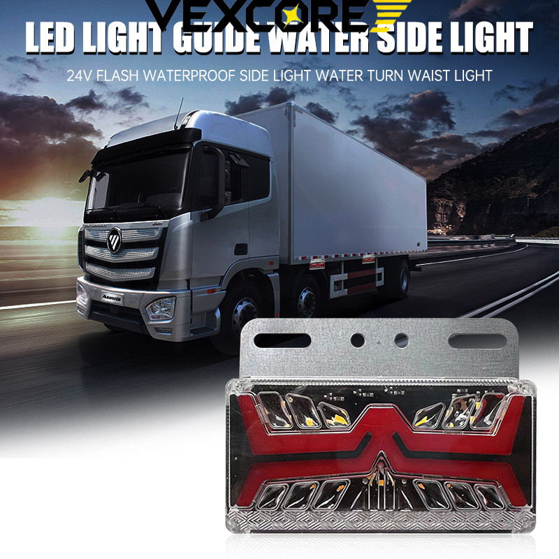 Vexco Lampu Tepi LED Tahan Air Berkedip, Lampu Pemandu LED, Lampu Tepi Mengalir, Lampu Sein Aliran