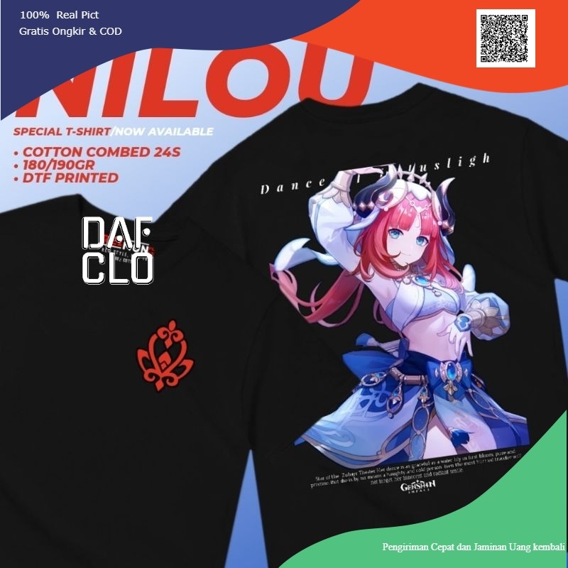 T-Shirt / Kaos Baju Game Nilou Genshin Impact d1