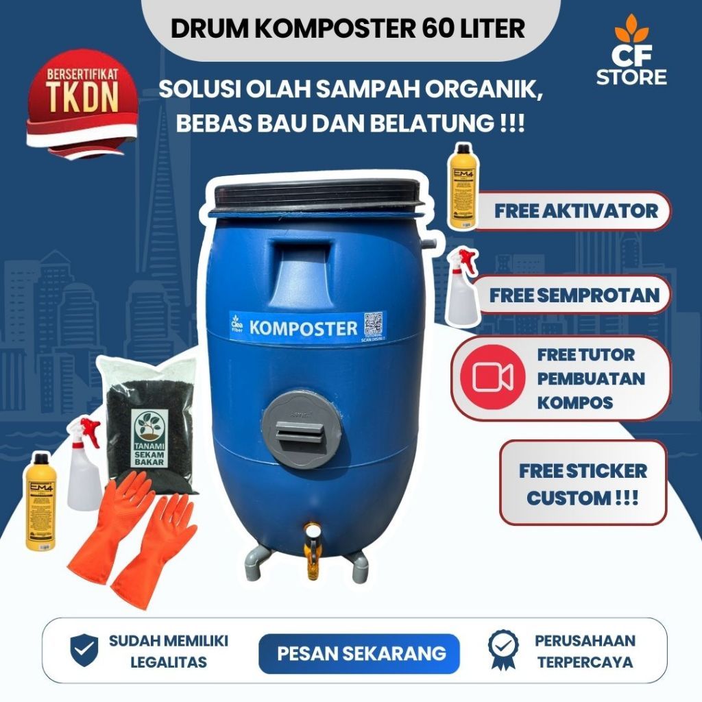 Komposter Sampah Organik 60 Liter, Komposter sampah basah, Komposter sampah rumah tangga, Komposter 