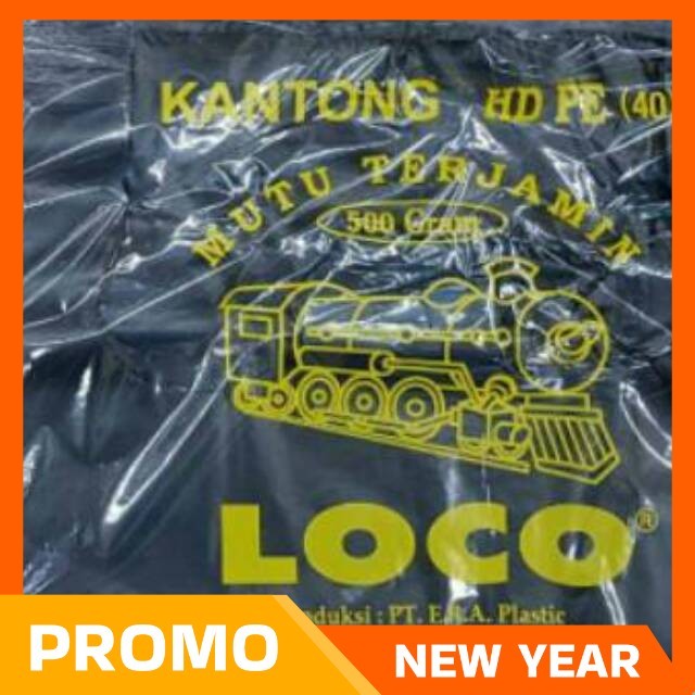 Kantong Plastik Kresek HD Hitam, Merah, Putih "LOCO" @500 gram/pack Size 40