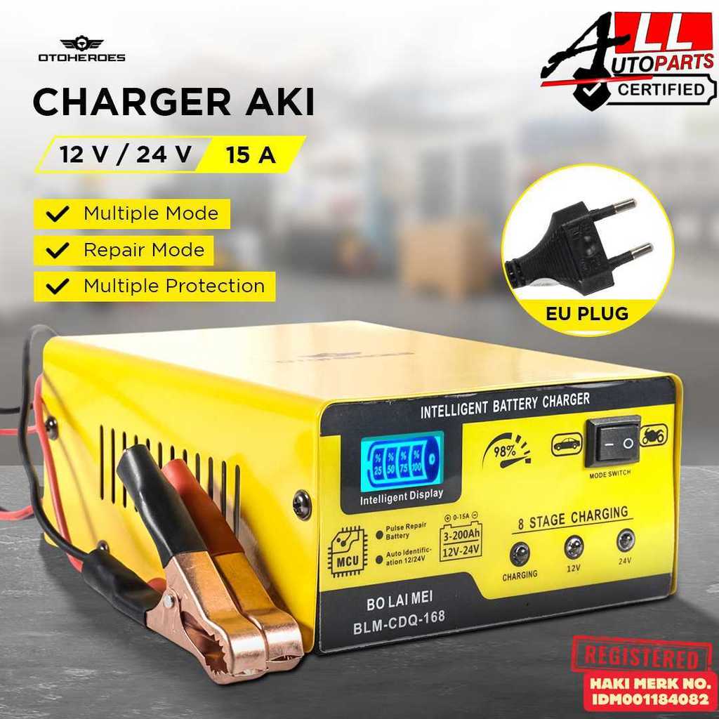Charger Aki Mobil Battery Charger 12V/24V 15A