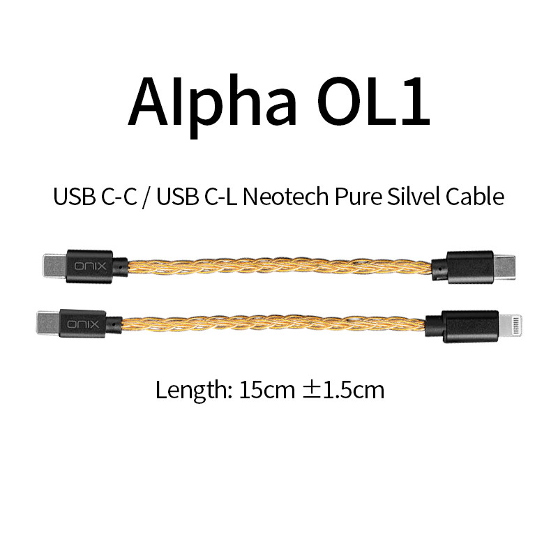ONIX Alpha OL1 Neote Pure Silvel Auo Cable USB C to USB C / USB C to Lightning Interfacer for ONIX A