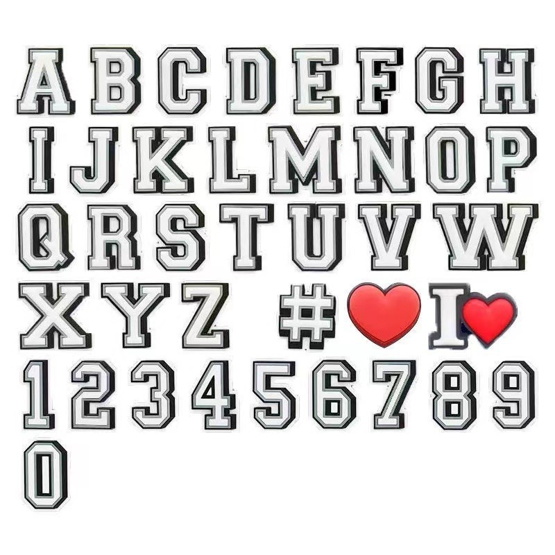 Charm Aksesoris Hiasan Pin Sandal Cross Karakter Lucu Motif A-Z Huruf 1-10 Angka