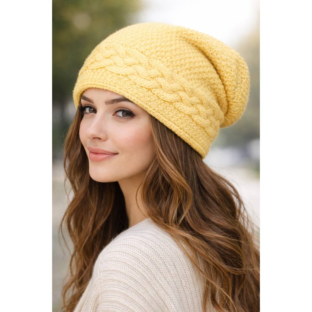 Topi Rajut Nenek | Kupluk Rajut Wanita | Ciput Nenek Rajut motif Kepang