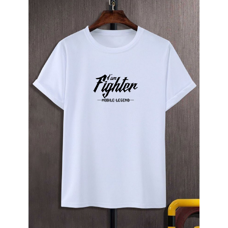 KAOS FIGHTER SPIRIT - DESAIN BOLD UNTUK PRIA DEWASA, SIMBOL SEMANGAT DAN MENTAL KUAT, KAOS COWOK LEN