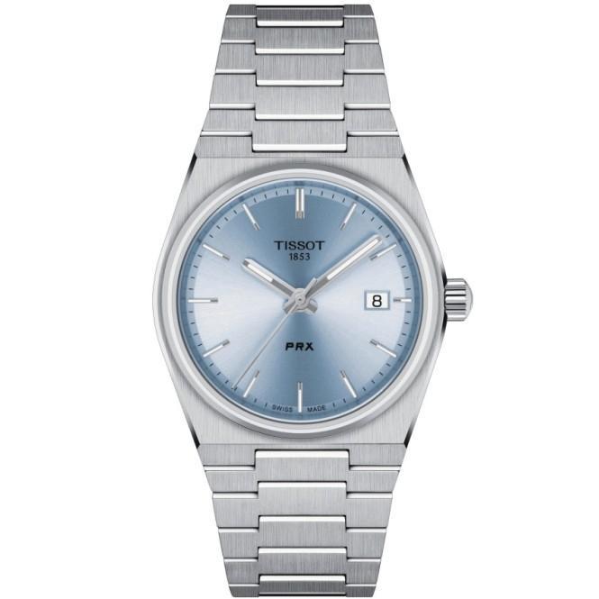 Tissot PRX 35mm Quartz Ice Blue / Biru Muda Dial Watch Jam tangan wanita Original T137.210.11.351.00