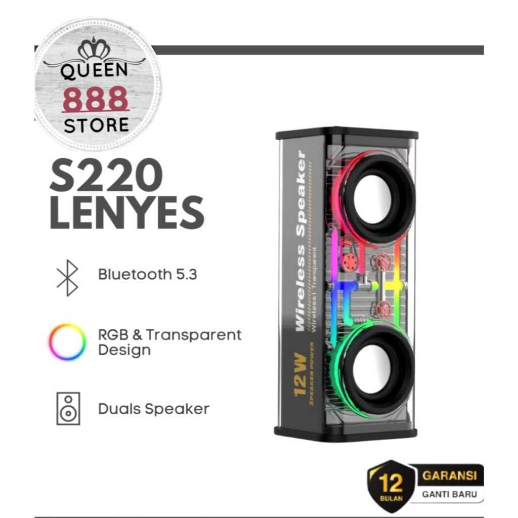 IMPIANSTORE SPEAKER LENYES S220 SPEAKER BLUETOOTH TRANSPARAN RGB TWS V5.3 12WATT HIFI STEREO S220