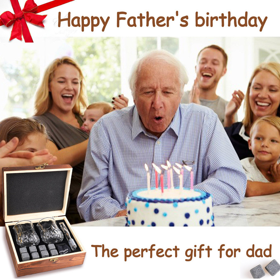 Whiskey Stones Gift Set Whiskey Glass Set of Granite Chilling Whiskey Rocks  Scotch Bourbon Whiskey 