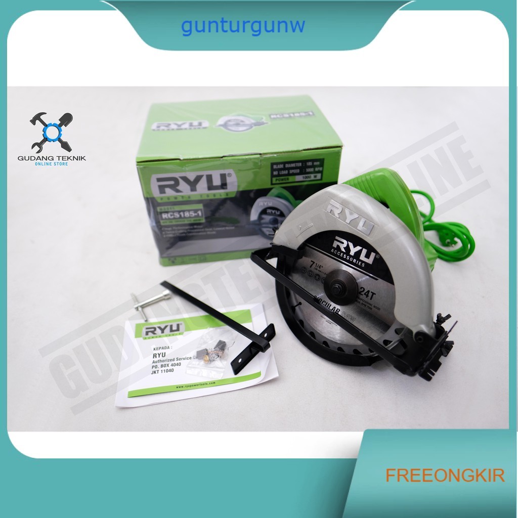 Mesin Gergaji Kayu Circular Saw RYU RCS185-1 / Mesin Gergaji Circle 7" RYU