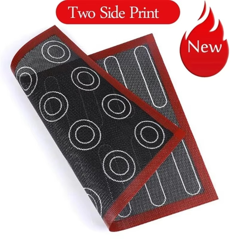 Aomily Silicone 30x40cm Two Sided In One Printing Macaroon Puff Baking Mat Non Stick Pastry Oven Cak