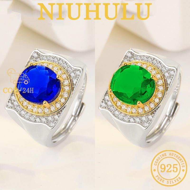 Cincin Pria Platina Zirkon Batu Permata Mewah Bisnis Dengan Ban Lebar