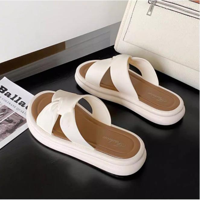Cross sandal Viral TikTok Sandal Selop Platform Wanita - Style Fairy Elegant Cocok Dress Trend Musim