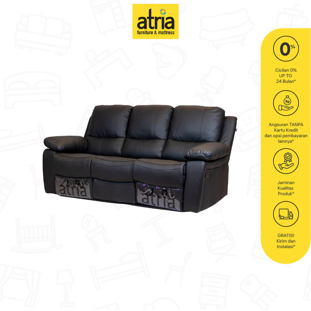 Atria Sofa Recliner Livana Black/Tan 3 Seater