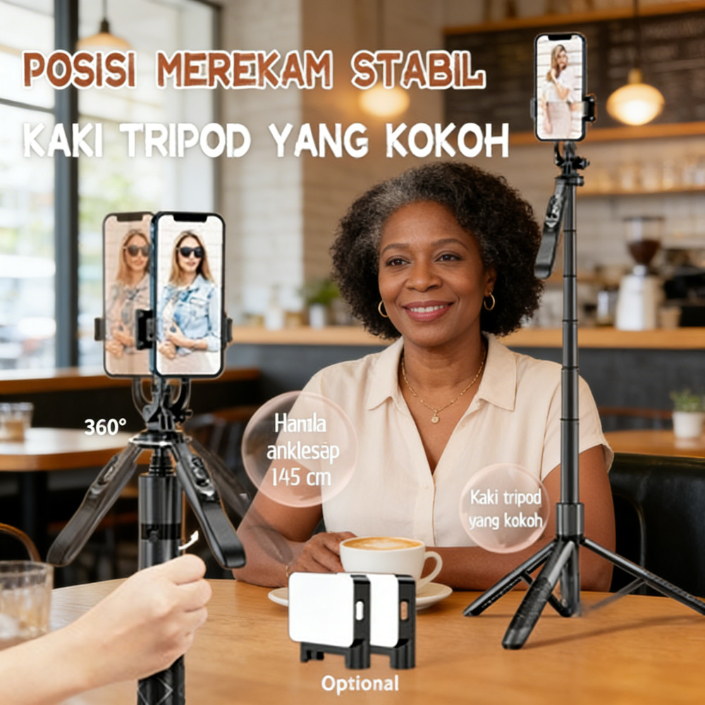 Tongsis HP Kamera DSLR 1700MM Adaptor Bluetooth Remote Stick Tripod Selfie Tongsis
