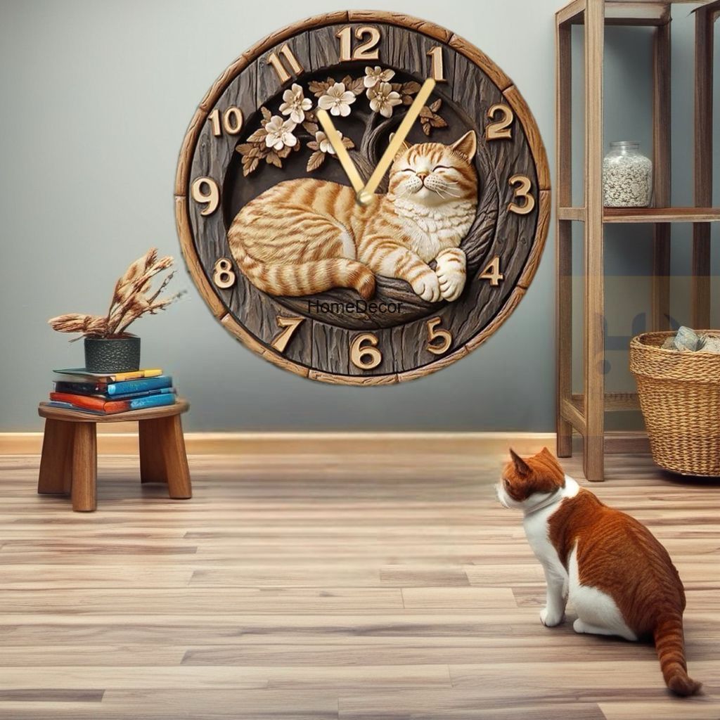EH Jam Dinding Kucing Lucu Dekorasi Ruang Tamu | Jam Dinding Kucing Minimalis | Jam Dinding Kartun U