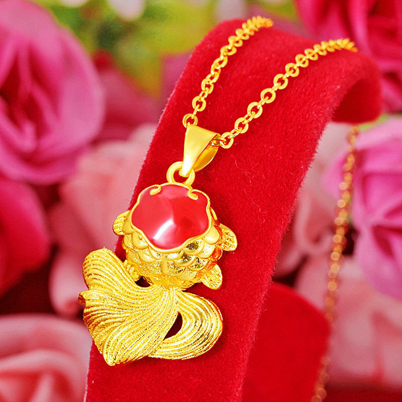 Kalung ikan mas dengan liontin giok berlapis emas baru Liontin ikan mas berlapis mikro