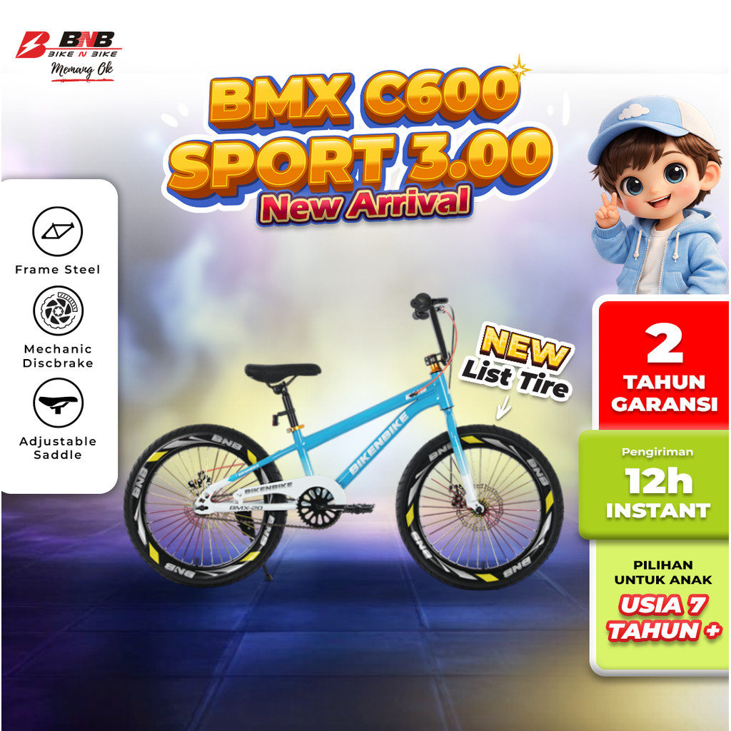 SEPEDA BMX 20 INCH 20 x 3.00 2.50 Untuk Anak 9 Tahun Sampai Remaja - BikeNBike