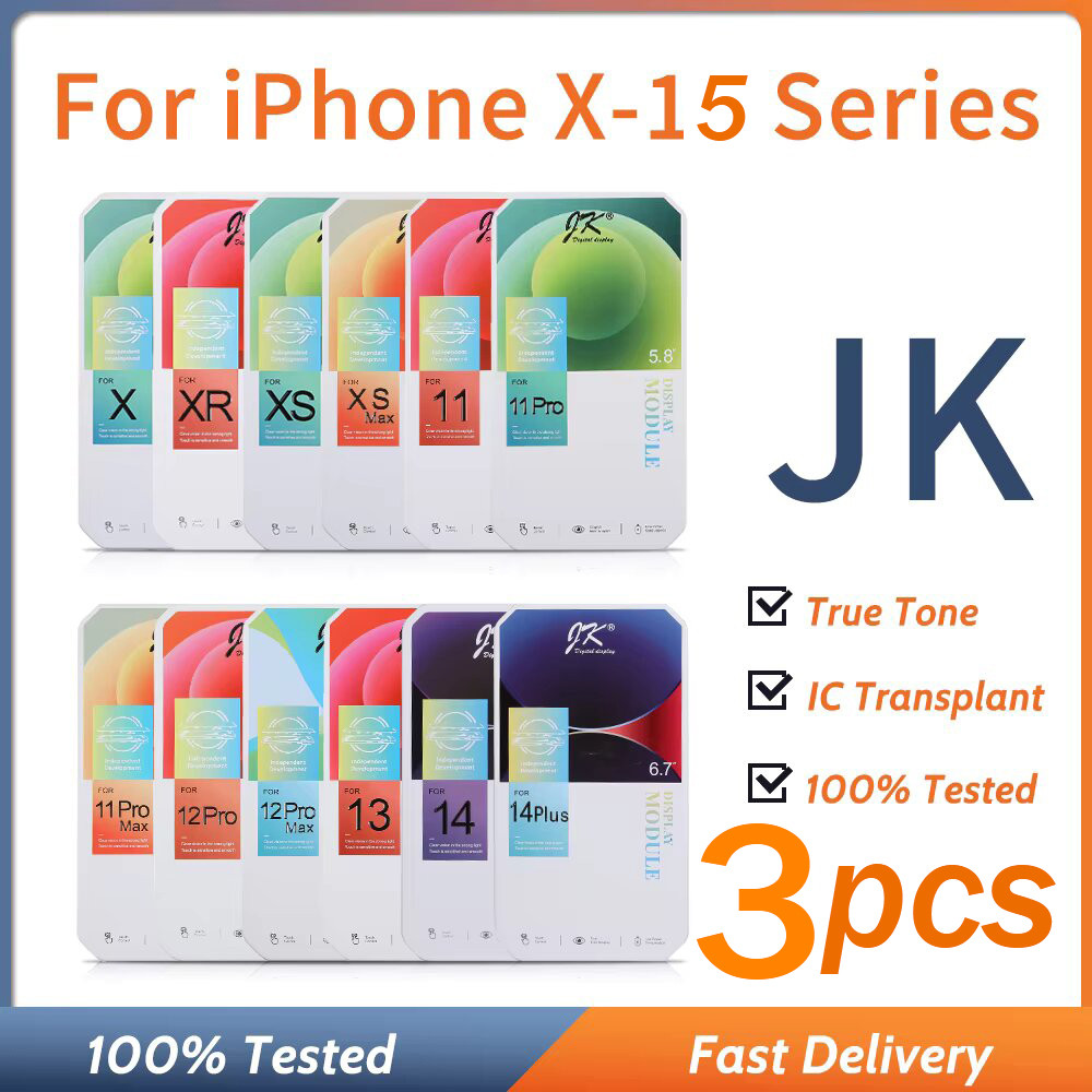 3Pcs Layar LCD Untuk iPhone X XR XS MAX 11 12 12 Pro MAX 100% JK Incell Untuk iPhone 13 14 plus 15Pr