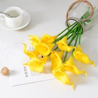 Bunga Grosir Jakarta 12Pcs Hiasan Bunga Plastik Artificial Calla Lily Kuning Latex Dekorasi Taman