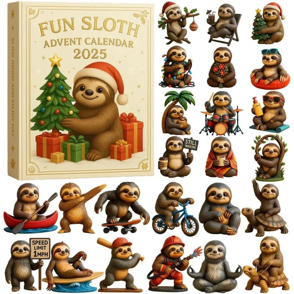 Sloth Advent Calendar Adorable Collectible Sloth Ornaments ristmas Countdown Calendar Limited-Etion 